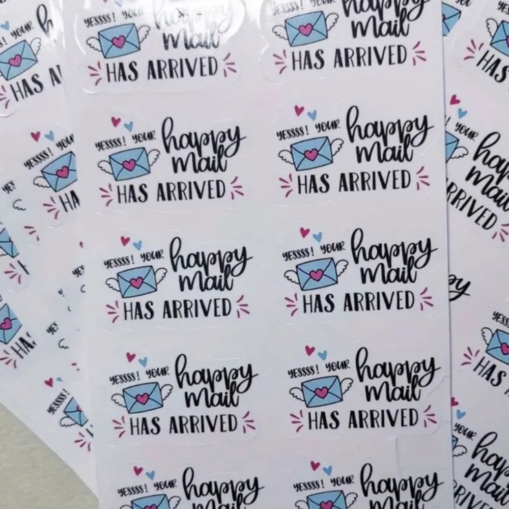 100/ 1.9 Inch Happy Mail Stickers